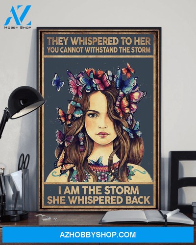 Butterfly Girl Poster I Am The Storm Vintage Poster Canvas, Wall Decor Visual Art