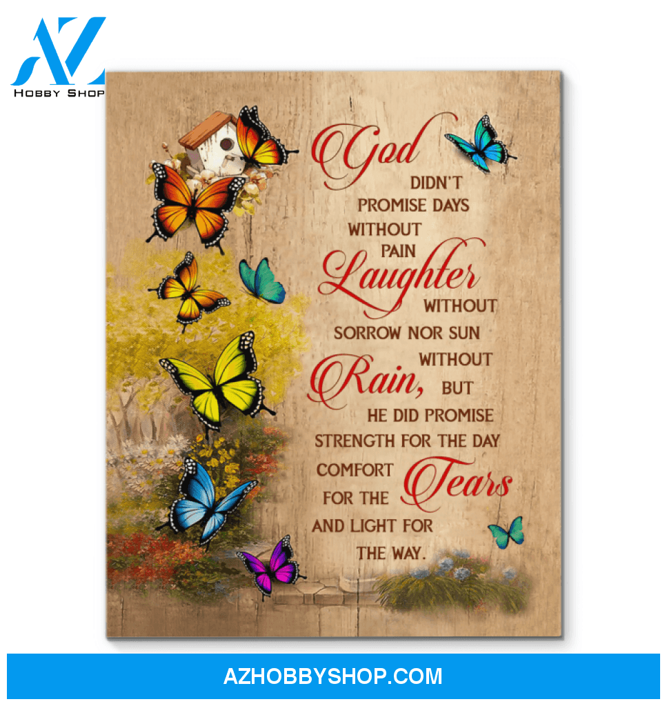 Butterfly God Didn't Promise Canvas Wall Art, Wall Decor Visual Art