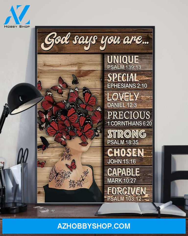 Butterfly God Says You Are Vertical Canvas And Poster, Wall Decor Visual Art