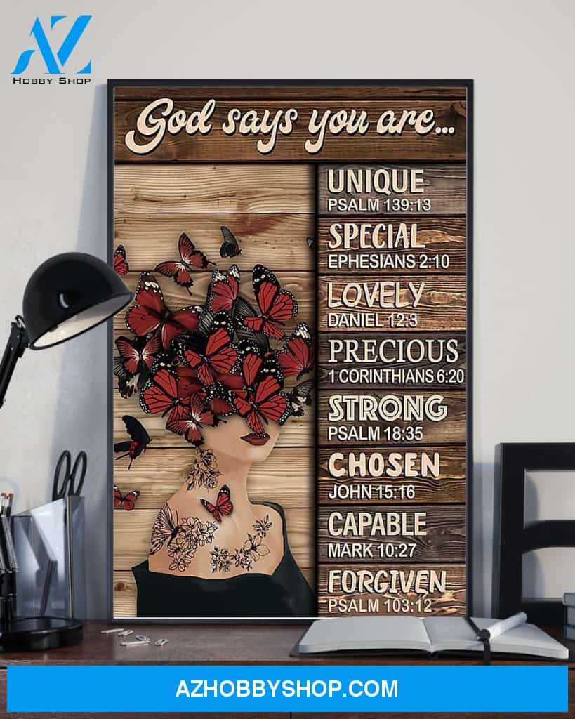 Butterfly God Says You Are Vertical Canvas And Poster, Wall Decor Visual Art