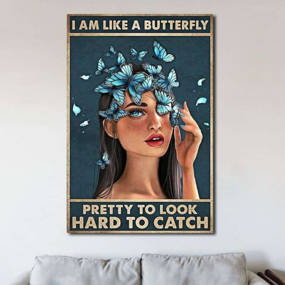 Butterfly Hard To Catch Poster Canvas Wall Decor Visual Art