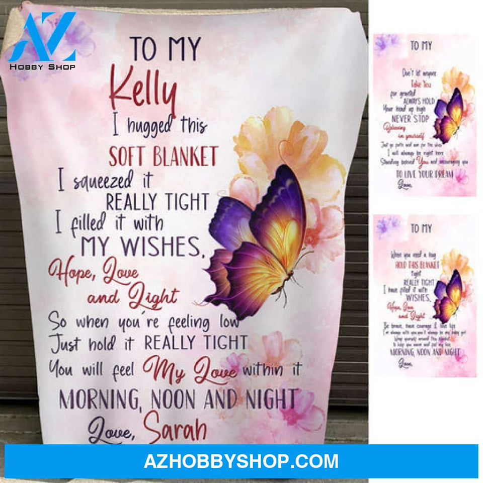 Butterfly I Hugged This Soft Blanket - Personalized Blanket - Gift For Granddaughter