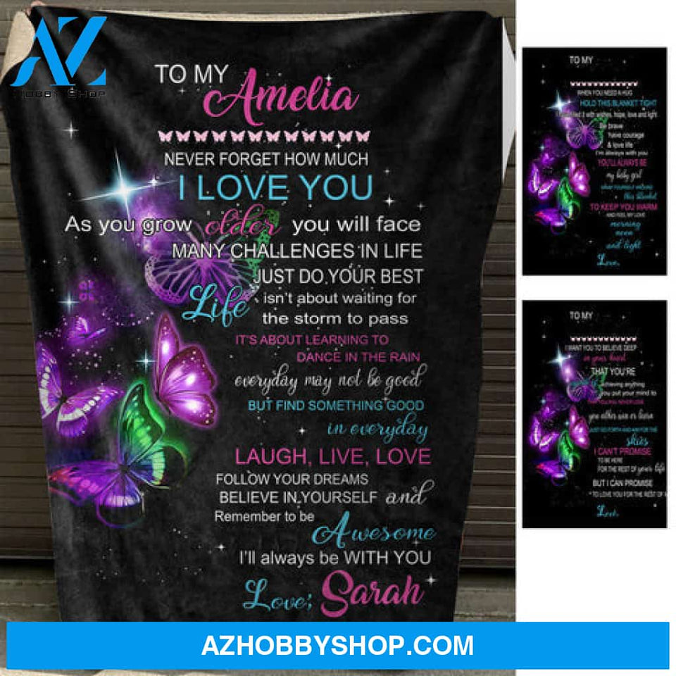 Butterfly I Love You - Personalized Blanket - Gift For Granddaughter
