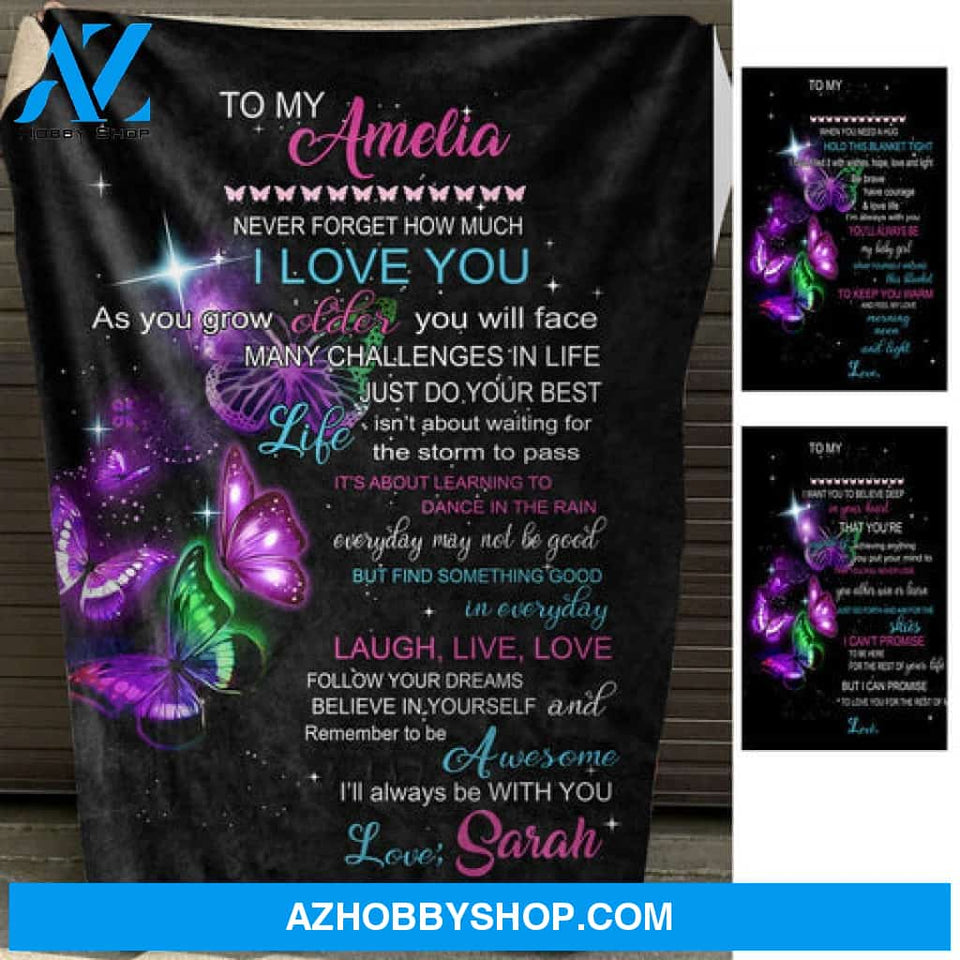 Butterfly I Love You - Personalized Blanket - Gift For Granddaughter