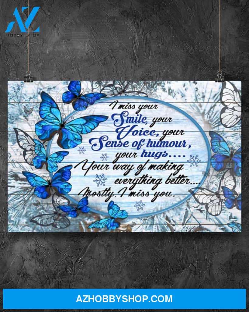 Butterfly I Miss Your Smile Canvas Painting, Wall Decor Visual Art