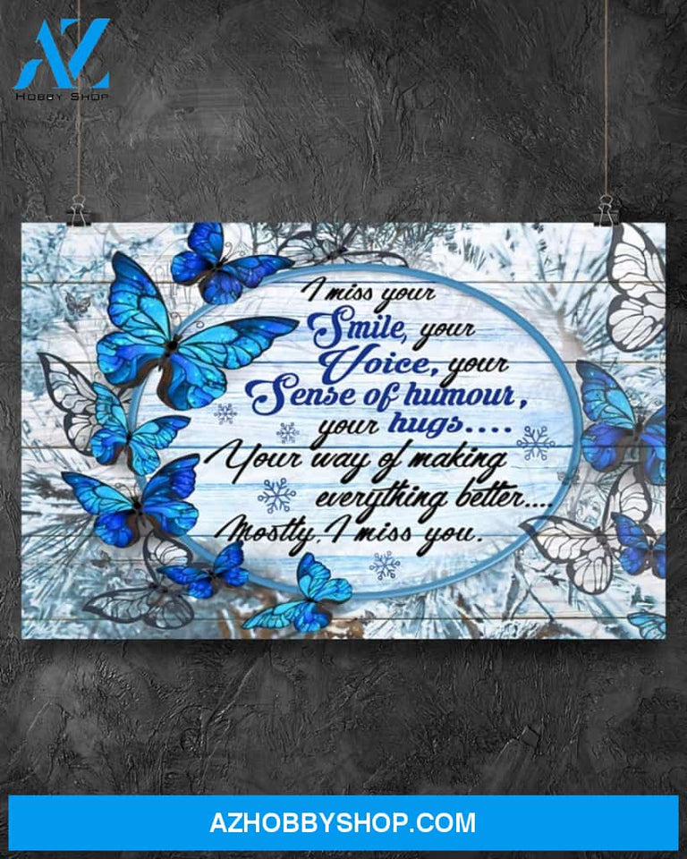 Butterfly I Miss Your Smile Canvas Painting, Wall Decor Visual Art