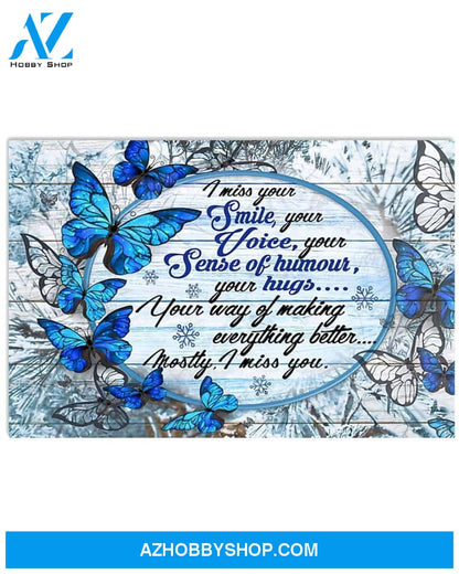 Butterfly I Miss Your Smile Canvas Painting, Wall Decor Visual Art