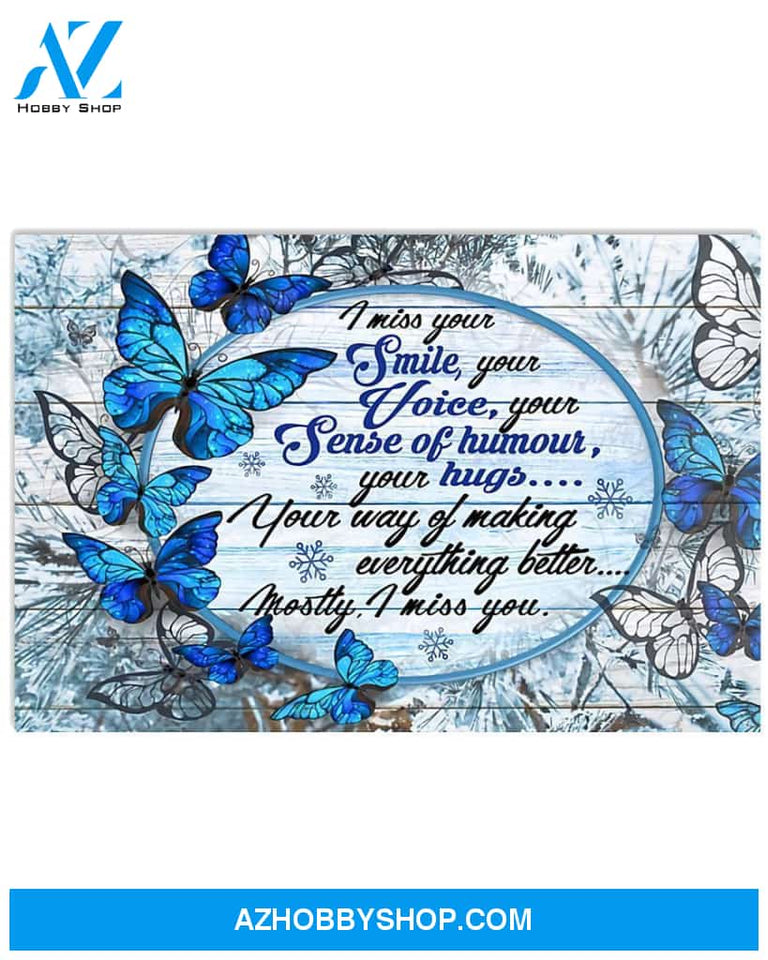 Butterfly I Miss Your Smile Canvas Painting, Wall Decor Visual Art
