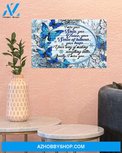 Butterfly I Miss Your Smile Canvas Painting, Wall Decor Visual Art