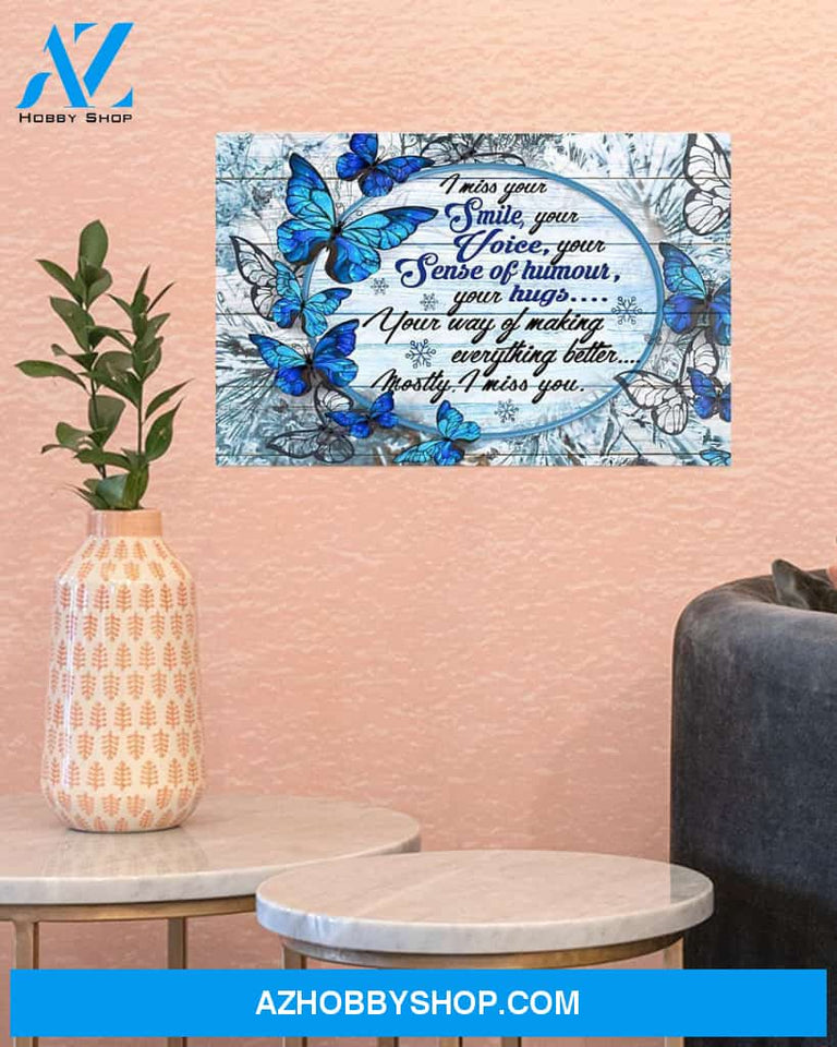 Butterfly I Miss Your Smile Canvas Painting, Wall Decor Visual Art