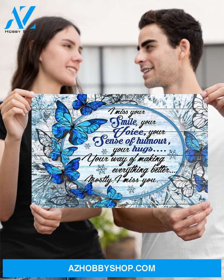 Butterfly I Miss Your Smile Canvas Painting, Wall Decor Visual Art