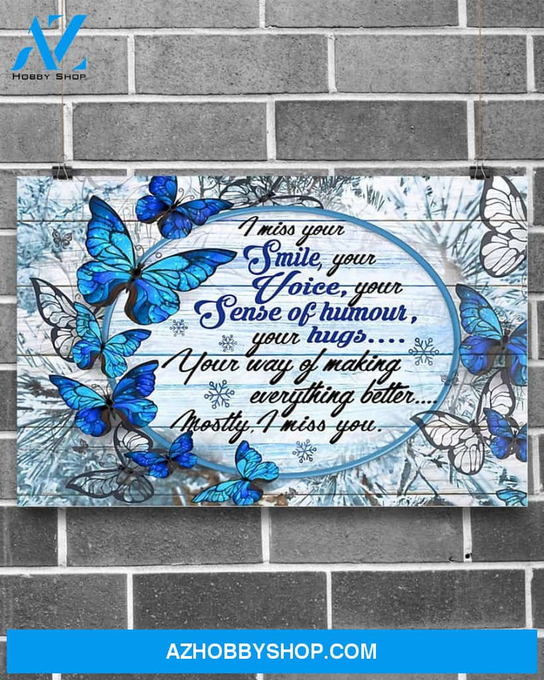 Butterfly I Miss Your Smile Canvas Painting, Wall Decor Visual Art