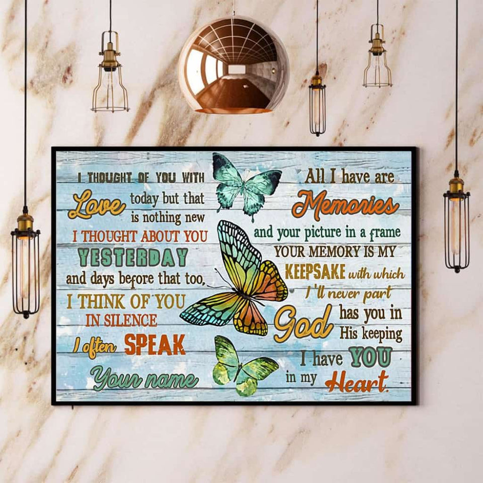 Butterfly I Though Of You With Love Paper Poster No Frame Matte Canvas Wall Decor