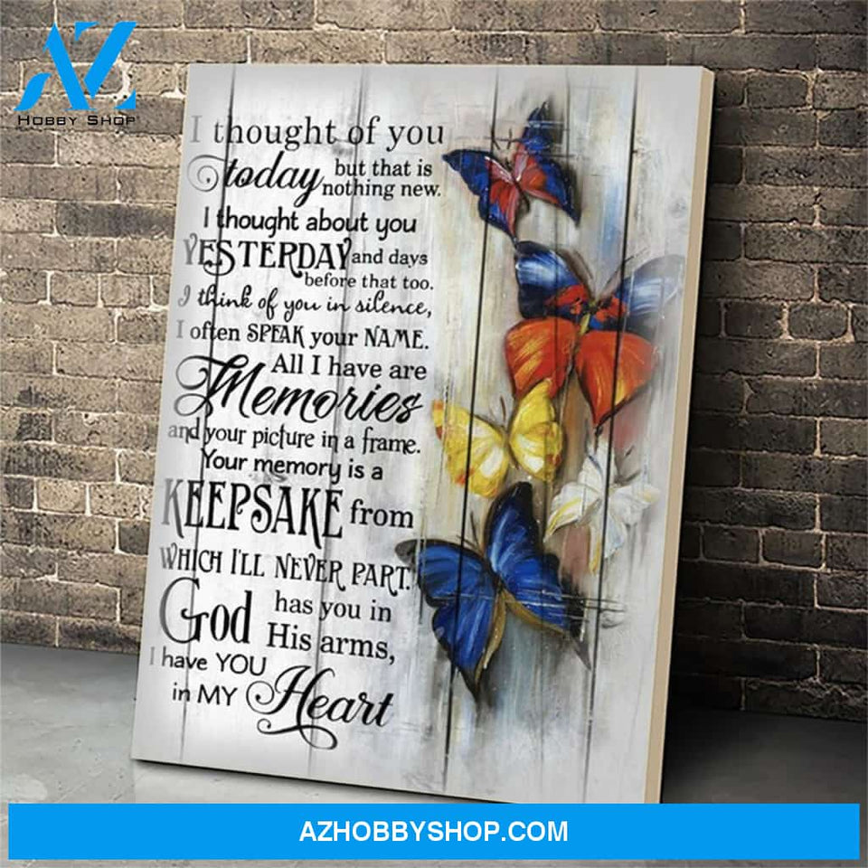 Butterfly I Thought Of You Canvas Print Wall Art - Matte Canvas