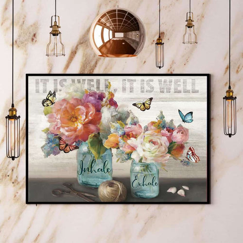 Butterfly It Is Well Inhale Exhale Paper Poster No Frame Matte Canvas Wall Decor