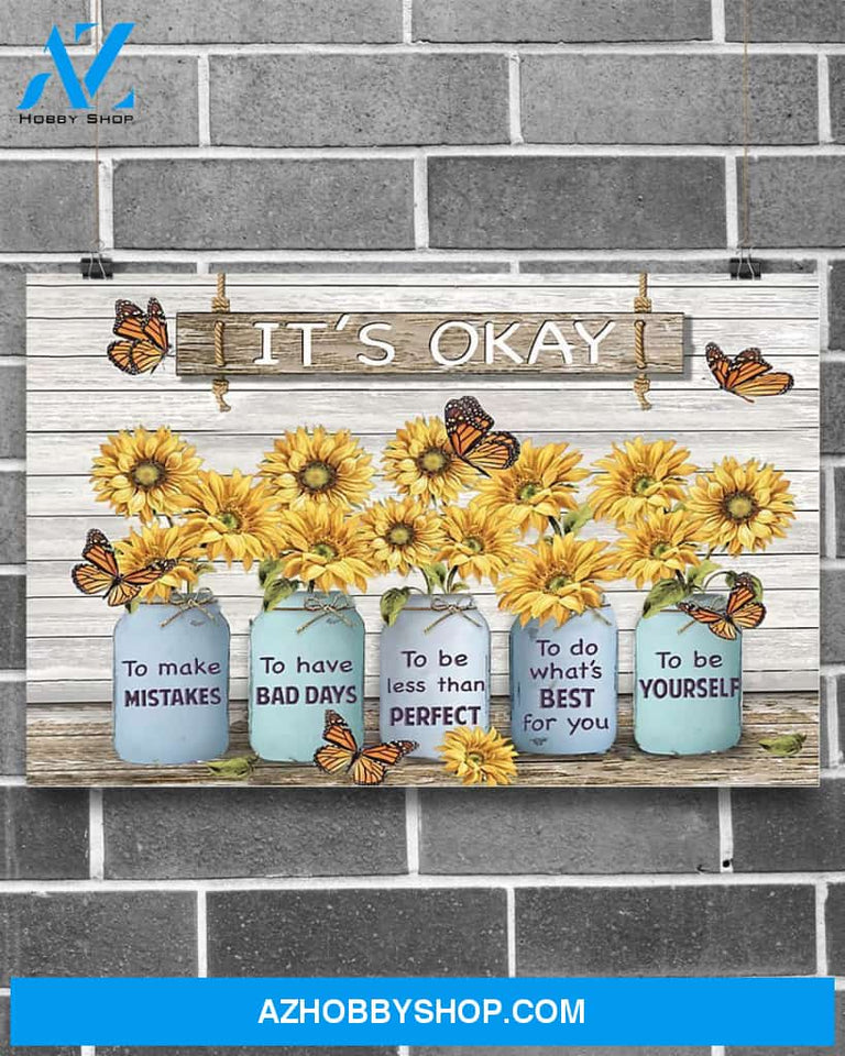 Butterfly It's Ok Horizontal Canvas Wall Art