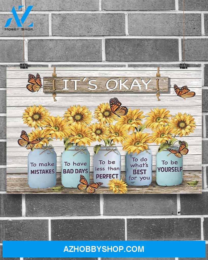Butterfly It's Ok Horizontal Canvas Wall Art