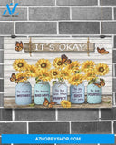 Butterfly It's Ok Horizontal Canvas Wall Art
