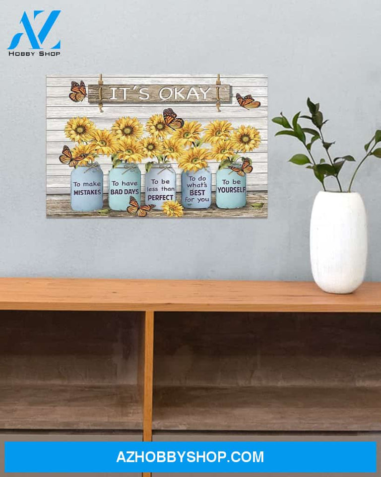 Butterfly It's Ok Horizontal Canvas Wall Art