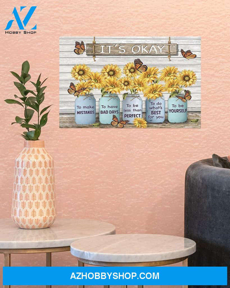 Butterfly It's Ok Horizontal Canvas Wall Art