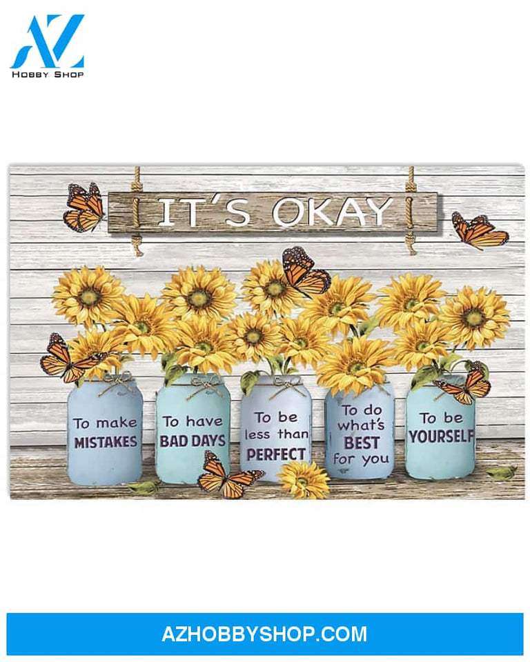 Butterfly It's Ok Horizontal Canvas Wall Art