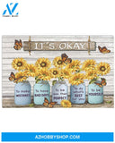Butterfly It's Ok Horizontal Canvas Wall Art