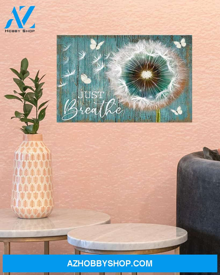Butterfly Just Breathe Gift Canvas Painting, Wall Decor Visual Art