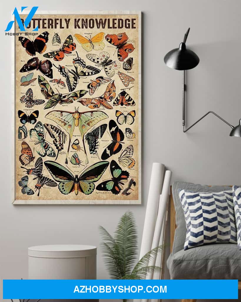 Butterfly Knowledge Vertical Canvas Prints, Wall Decor Visual Art