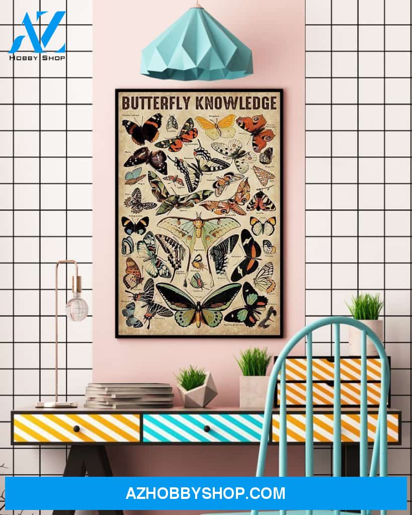 Butterfly Knowledge Vertical Canvas Prints, Wall Decor Visual Art
