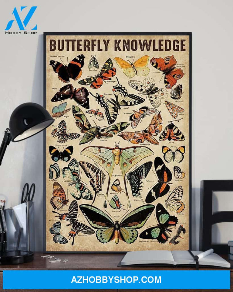 Butterfly Knowledge Vertical Canvas Prints, Wall Decor Visual Art