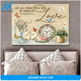 Butterfly Let all that you do be done in love Canvas Wall Art Decor