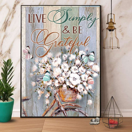 Butterfly Live Simple & Be Grateful Paper Poster No Frame Matte Canvas Wall Decor