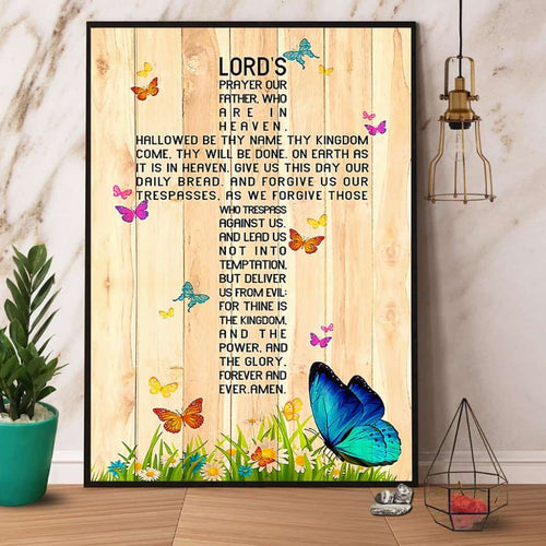 Butterfly Lord'S Payer Our Filter Who Are In Heaven Paper Poster No Frame Matte Canvas Wall Decor