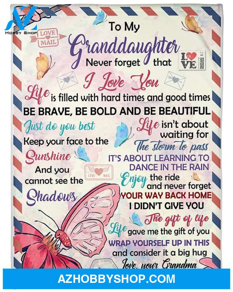 Butterfly Love Mail To My Granddaughter Blanket