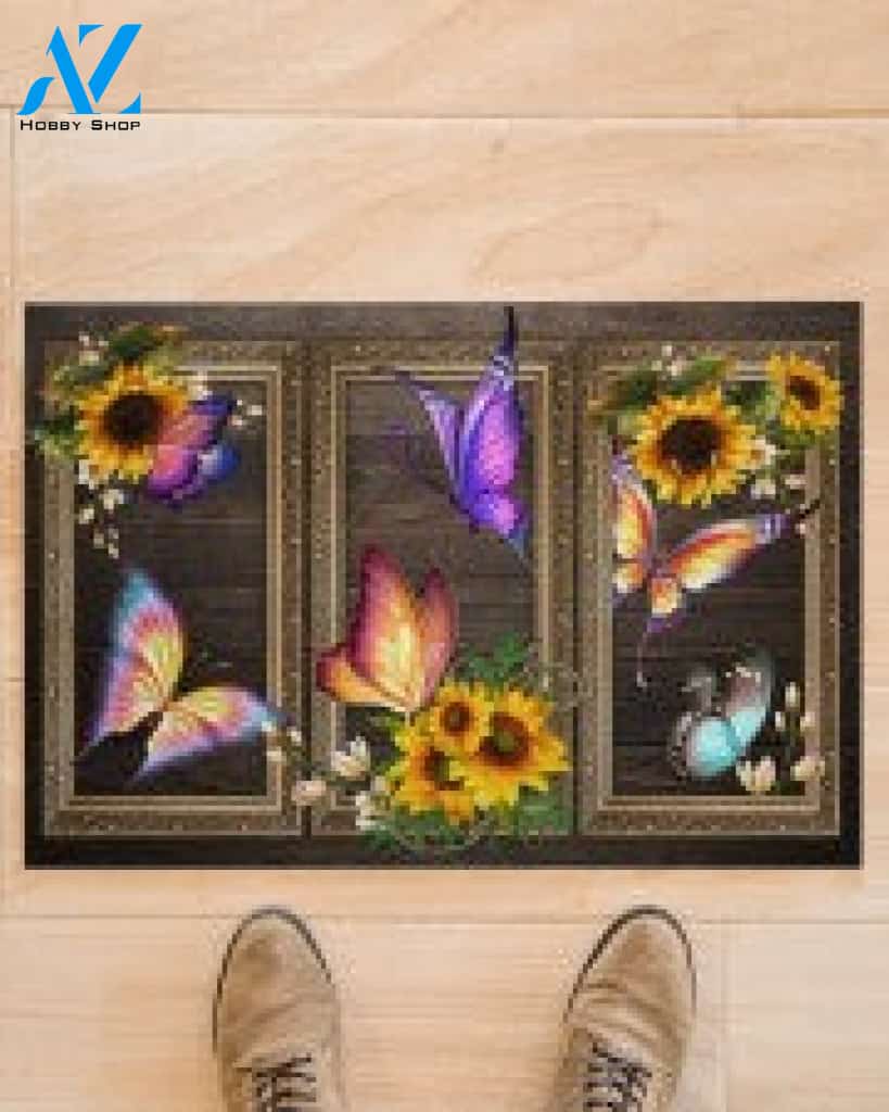Butterfly Lovely Sunflowers Gift For You Doormat