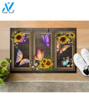 Butterfly Lovely Sunflowers Indoor And Outdoor Doormat Gift For Butterfly Lovers Birthday Gift Decor Warm House Gift Welcome Mat