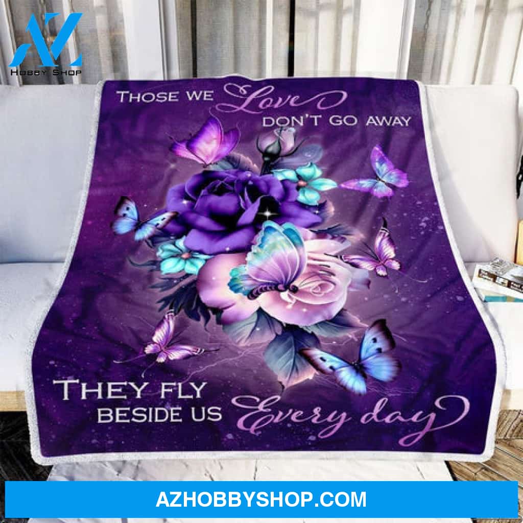 Butterfly Memorial Blanket, They Fly Beside Us Everyday Purple Rose