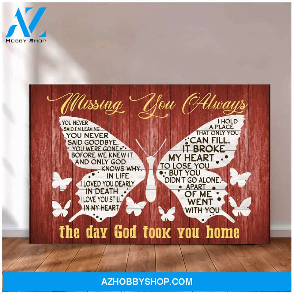 Butterfly, Missing you always - Matte Canvas (1.25"), gift for you, gift for her, gift for widow, gift for butterfly lover