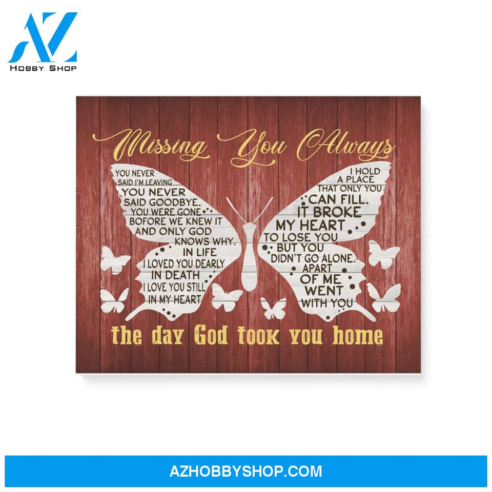 Butterfly, Missing you always - Matte Canvas (1.25"), gift for you, gift for her, gift for widow, gift for butterfly lover