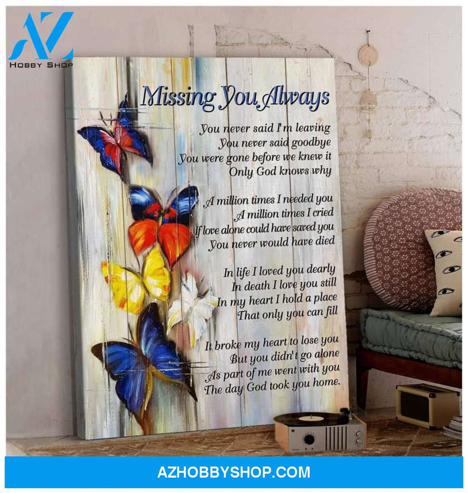 Butterfly Missing You Always Wall Art Canvas Prints