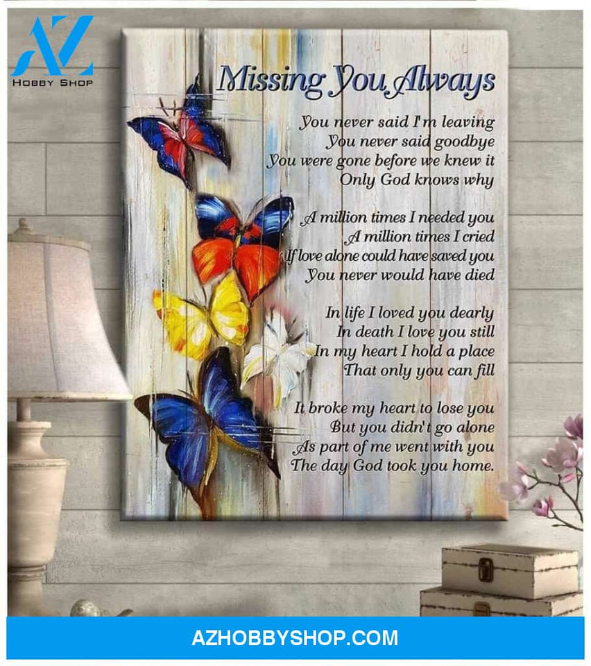 Butterfly Missing You Always Wall Art Canvas Prints