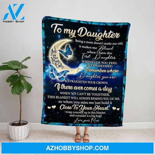 Personalized Blanket, Butterfly Mom Letter To My Daughter Wrap Youself Up In This Blanket Consider It A Big Hug Fleece Blanket