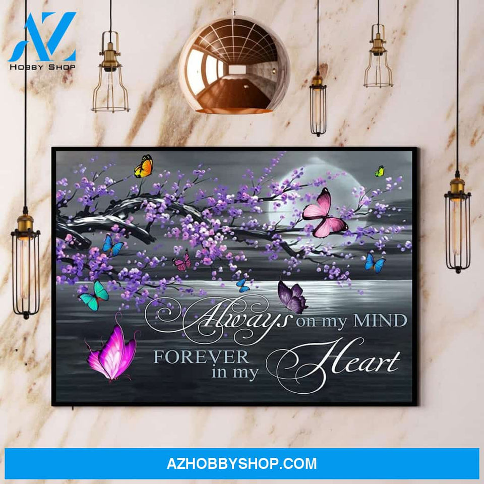 Butterfly Moon Always On My Mind Forever In My Heart Canvas And Poster, Wall Decor Visual Art