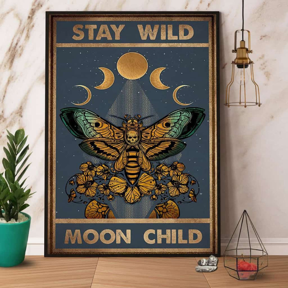 Butterfly Moon Stay Wild Moon Child Paper Poster No Frame Matte Canvas Wall Decor