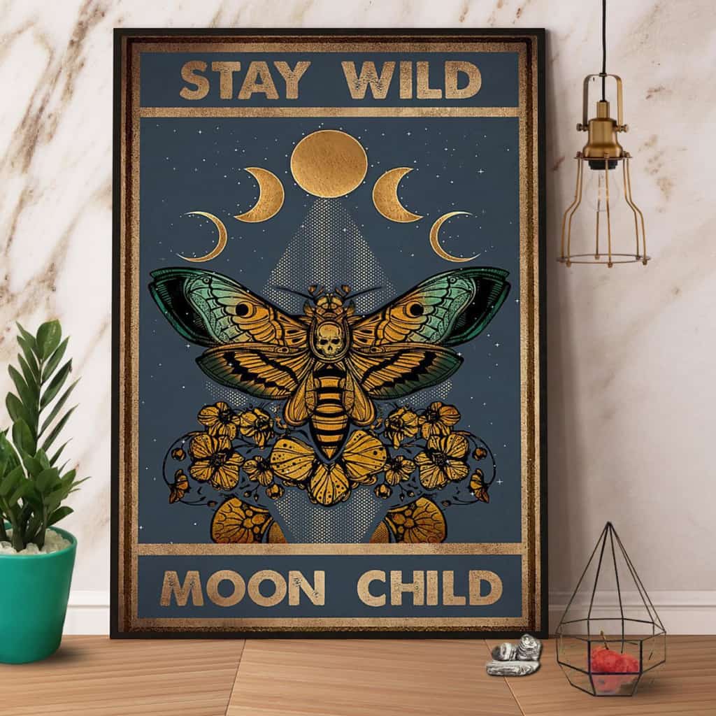 Butterfly Moon Stay Wild Moon Child Paper Poster No Frame Matte Canvas Wall Decor