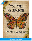 Butterfly Music Canvas And Poster You Are My Sunshine Only Sunshine Canvas Wall Art, Lyrics Poster, My Poster Wall