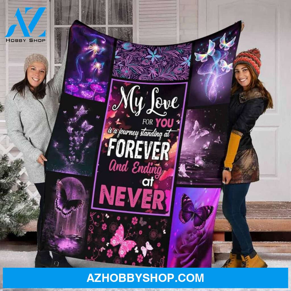 Butterfly My Love For You Is A Journey Fleece Blanket Animal Gift For Family,Birthday,Friends,Couple,Butterflies Lover Gift Home Decor Bedding Couch Sofa Soft and Comfy Cozy
