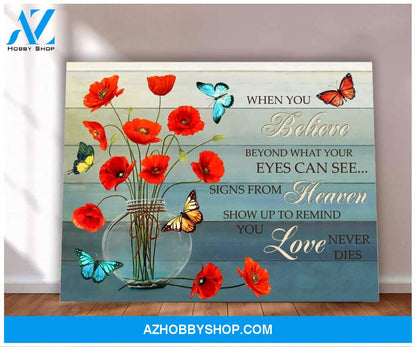 Butterfly Poppies When You Believe Wall Art Canvas Prints