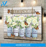 Butterfly Rose, Wall Art It's Okay to Make Mistakes Poster Canvas Wall Decor Visual Art