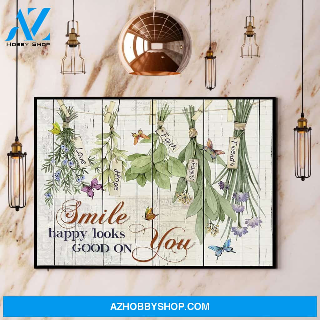Butterfly Smile Happy Looks Good On You Canvas And Poster, Wall Decor Visual Art